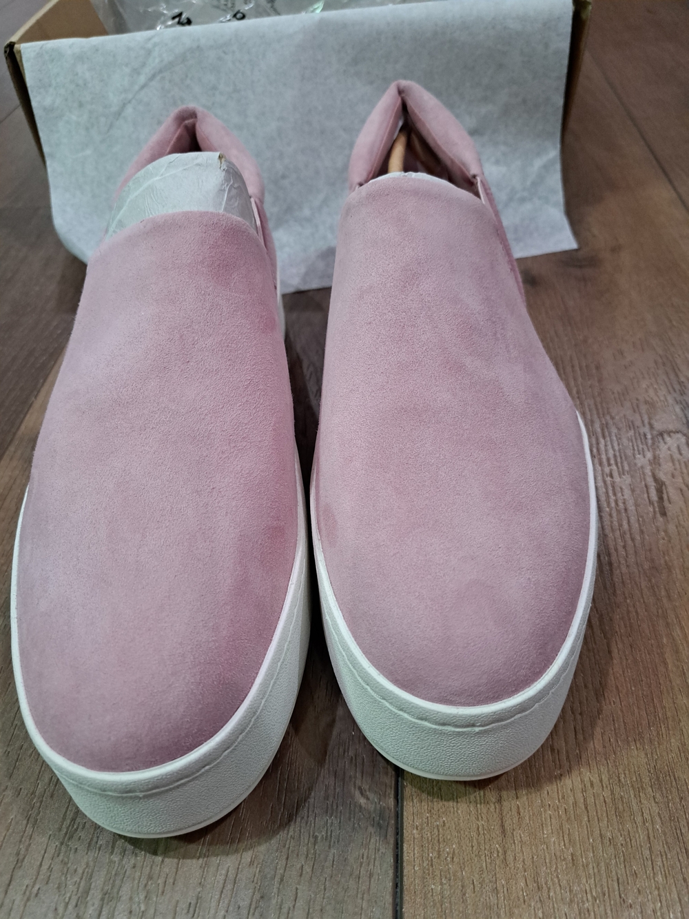 Vince Women's 11 M Warren Suede Platform Slip-On Shoes Casual Hydrangea Leather